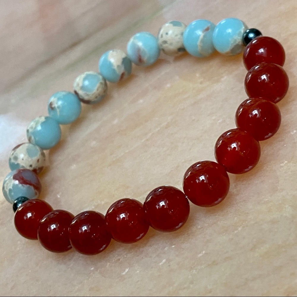 Carnelian And Shoushan Bracelet.